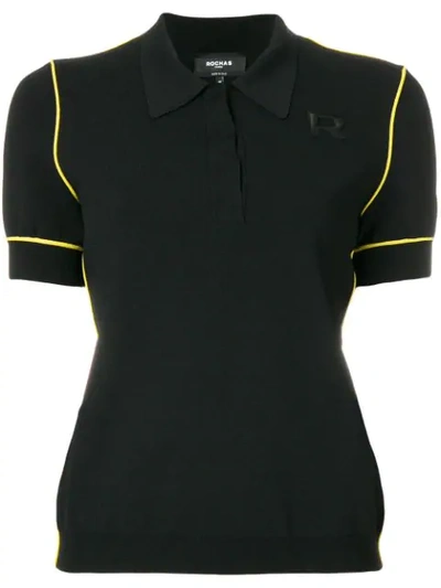 Rochas Logo-embroidered Polo Shirt In Black