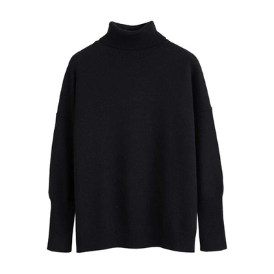 Chinti & Parker Red Cashmere Rollneck Sweater In Black