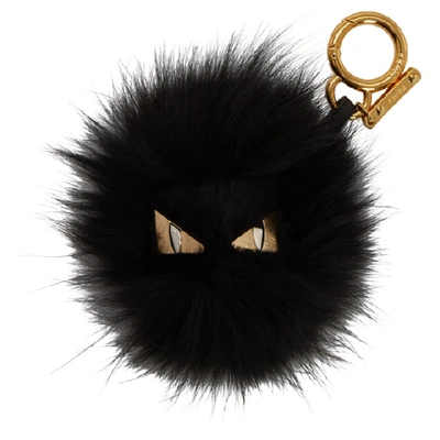 Fendi Black Fur Bag Bugs Keychain In F0kur Black