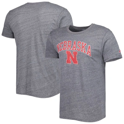 League Collegiate Wear Heather Gray Nebraska Huskers 1965 Arch Victory Falls Tri-blend T-shirt