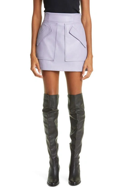 Aknvas Cherry Faux Leather Miniskirt In Lavender