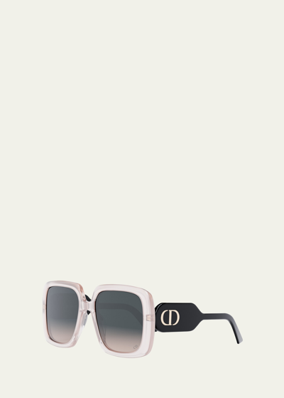 Dior 55mm Gradient Square Sunglasses In Crystal Pink Black  display picture 3