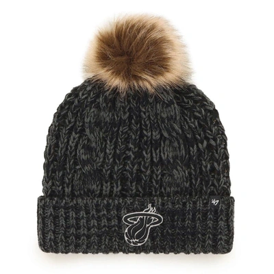 47 Brand '47 Black Miami Heat Meeko Cuffed Knit Hat With Pom