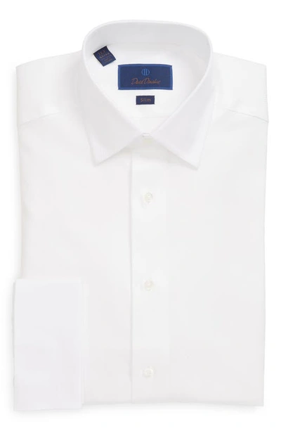 David Donahue Slim Fit Tuxedo Shirt In White