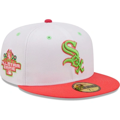 New Era Men's  White, Coral Chicago White Sox 2003 Mlb All-star Game Strawberry Lolli 59fifty Fitted