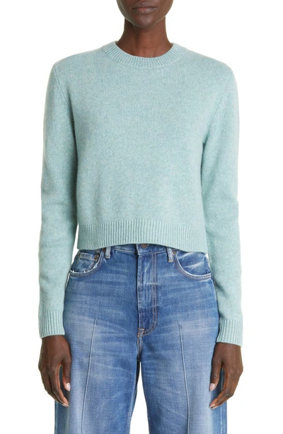 The Elder Statesman Simple Crop Cashmere Sweater In Turkish Blue
