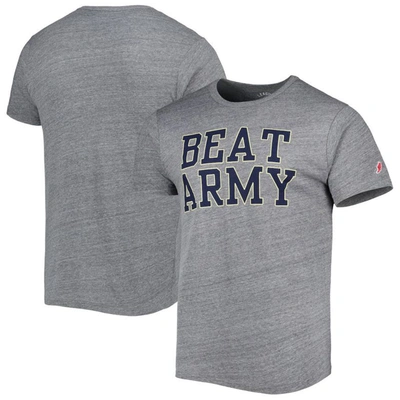 League Collegiate Wear Heather Gray Navy Midshipmen Local Victory Falls Tri-blend T-shirt