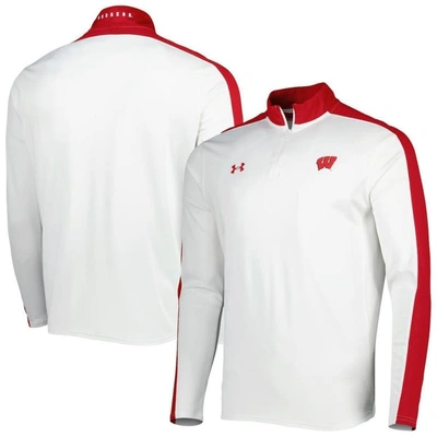 Under Armour White Wisconsin Badgers Lightweight Mock Neck Performance Quarter-zip Jacket