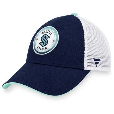 Fanatics Branded Deep Sea Blue/white Seattle Kraken Iconic Gradient Trucker Snapback Hat In Navy