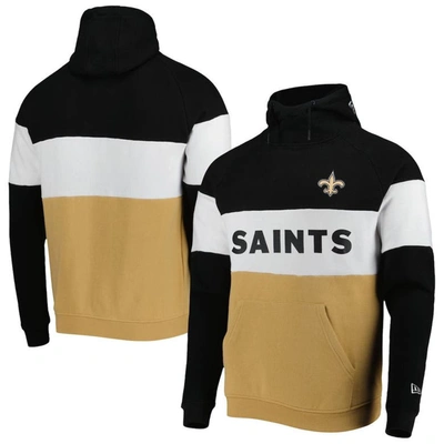 New Era Gold/black New Orleans Saints Colorblock Current Pullover Hoodie