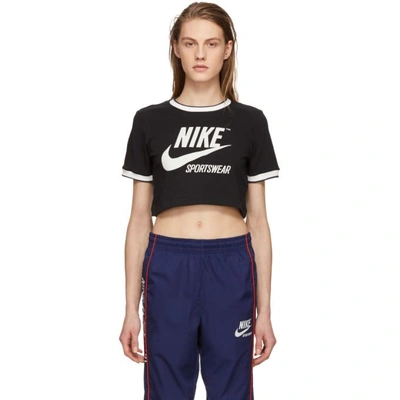 Nike Black Cropped Classic Ringer Logo T-shirt