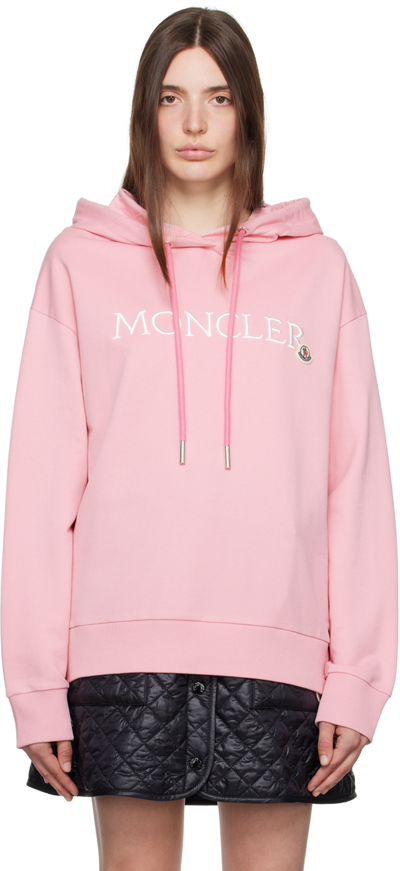 Moncler Logo patch Ribbed knit Hoodie In Rosa ModeSens