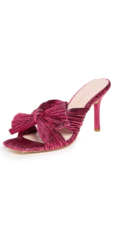 Loeffler Randall Claudia Pleated Bow Mule Sandals In Fuchsia