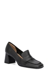 Aquatalia Carlina Leather Heeled Penny Loafers In Black