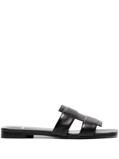 Pierre Hardy Alpha Capri Calfskin Flat Sandals In Black