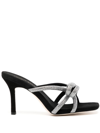 Loeffler Randall Margi Leather Bow Heeled Sandals Black 9