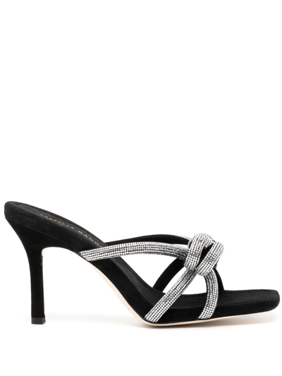 Loeffler Randall Margi Crystal Knot Mule Sandals In Black