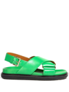 Marni Crisscross Slingback Flat Sandals In Green