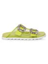 Roger Vivier Strass Net Slide Sandals In Green