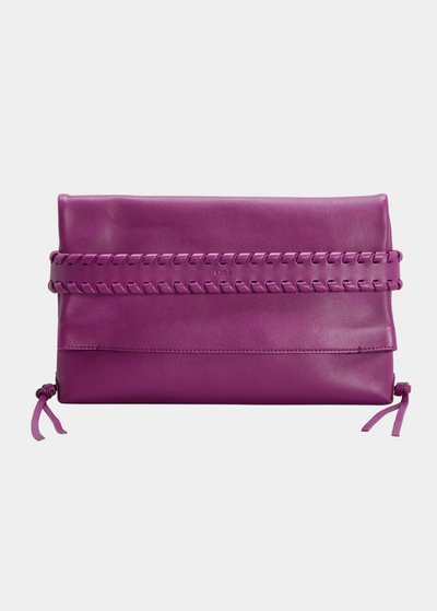 Chloé Monty Fold-over Leather Clutch Bag In Purple
