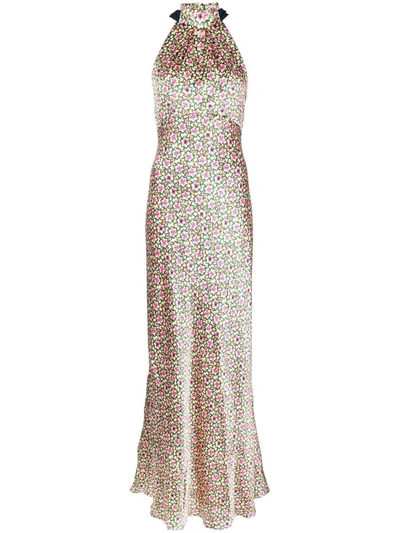 Saloni Michelle High-neck Gown In Multicolor