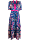 Saloni Tabitha Puff-sleeve Silk Midi Dress In Blue