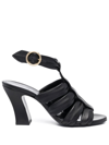 Khaite Perth Caged Calfskin Block-heel Sandals In Black