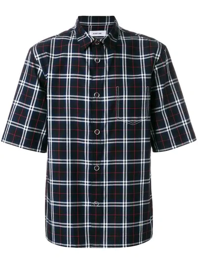 Helmut Lang Plaid Short Sleeve Shirt In Blue Black
