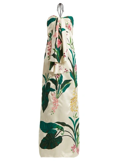 Johanna Ortiz Market Gardens Satin Twill Gown With Removable Train In Print