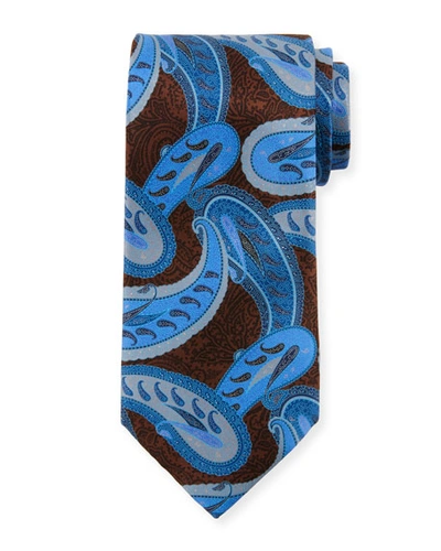 Ermenegildo Zegna Large-paisley Silk Tie In Brown