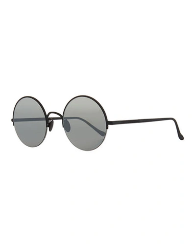 Sunday Somewhere Raine Round Metal Semi-rimless Sunglasses In Black