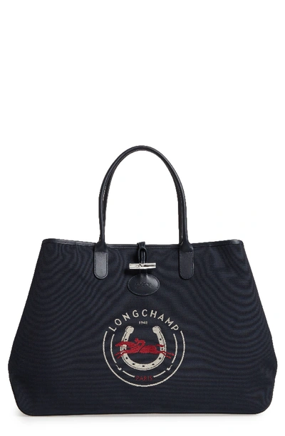 Longchamp Roseau 1948 Extra Large Tote In Navy