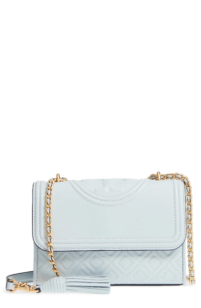 Tory Burch Small Fleming Leather Convertible Shoulder Bag - Blue In Seltzer