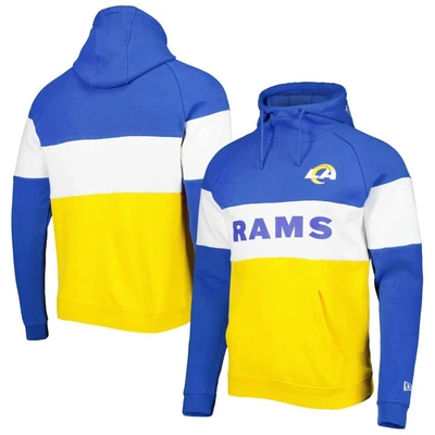 New Era Gold/royal Los Angeles Rams Colorblock Current Pullover Hoodie