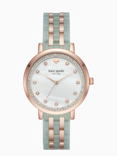 Kate Spade Monterey Mint And Rose Gold-tone Bracelet Watch