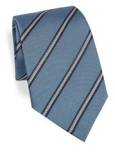 Emporio Armani Arrow Striped Silk Tie, Light Blue In Soft Blue