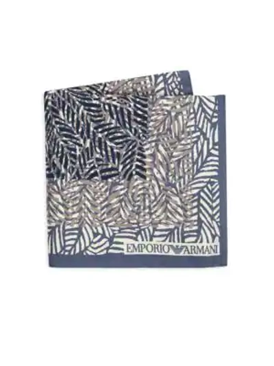 Emporio Armani Printed Silk Handkerchief In Royal Blue