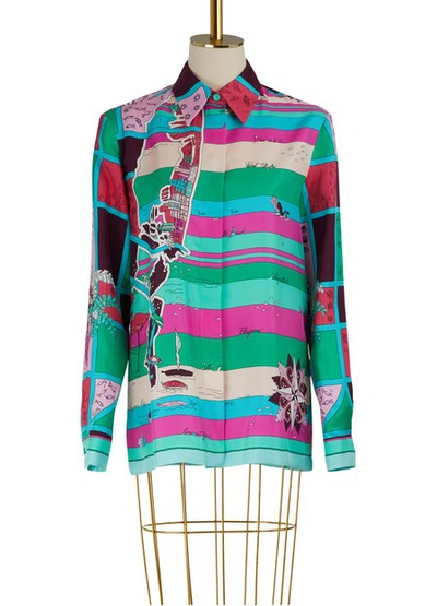 Emilio Pucci Florida Printed Silk Shirt In Multicolor