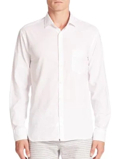 Billy Reid Long Sleeve Textured Button-down Shirt In White Dot