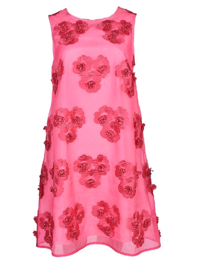 P.a.r.o.s.h Flower Embroidered Dress In Pink & Purple