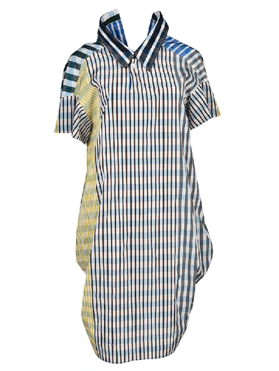 Marni Checked Collar Dress In Blue