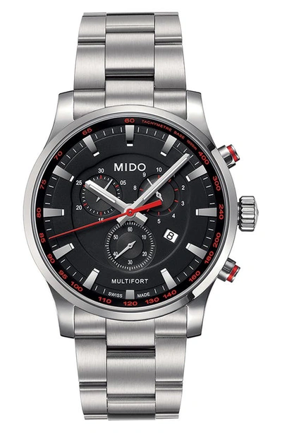 Mido Multifort Chronograph Bracelet Watch, 42mm In Silver/ Black/ Silver