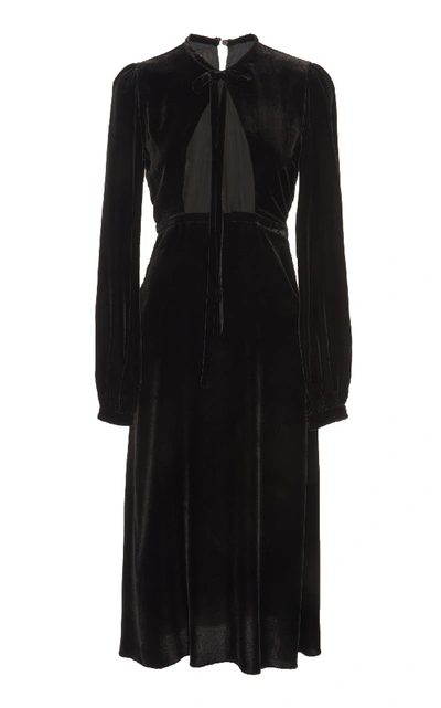 Rochas Velvet Midi Dress In Black