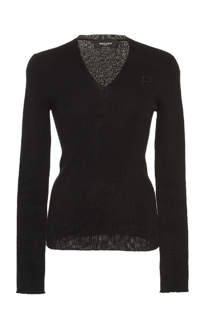 Rochas V-neck Sweater In Black