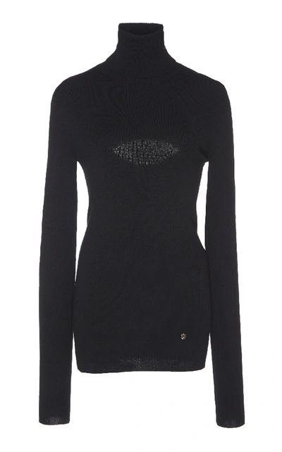 Nina Ricci Stretch Wool Turtleneck Sweater In Black