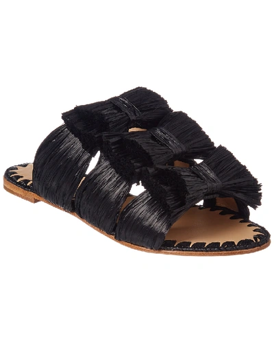 Pour La Victoire Layne Raffia Slide Sandals In Black
