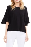 Vince Camuto Drop Shoulder Tiered Ruffle Sleeve Top In Rich Black
