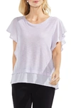 Vince Camuto Mixed Media Flutter Sleeve Top In Wallflower