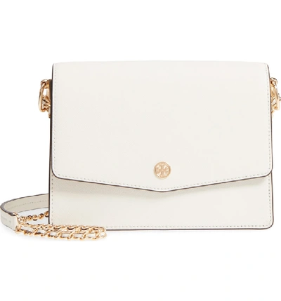 Tory Burch Robinson Convertible Leather Shoulder Bag - White In Birch / Shell Pink