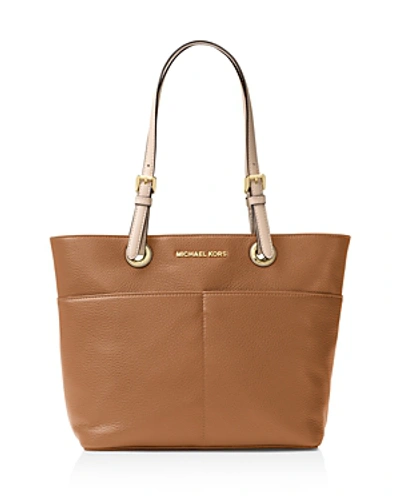 Michael Michael Kors Bedford Large Leather Pocket Tote In Acorn Brown/gold
